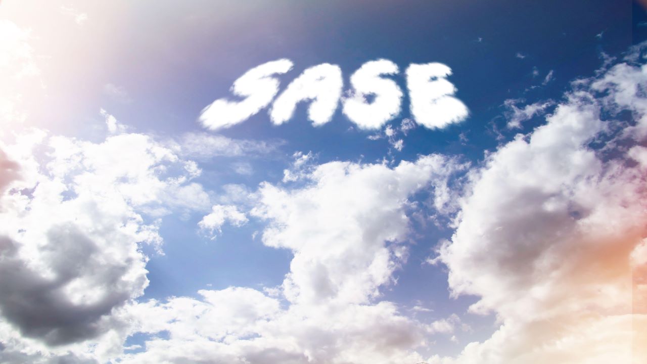 SASE text from clouds in sky in bright sunlight SASE text from clouds in sky in bright sunlight