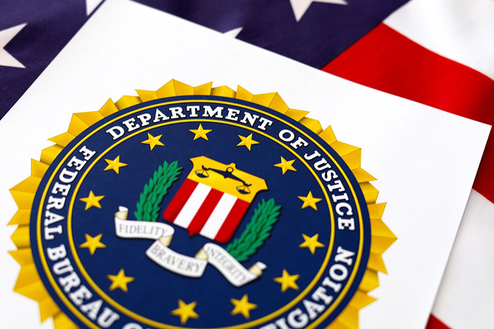 Logo Department of Justice Federal Bureau of Investigation with USA flag