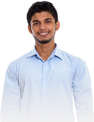 Man with blue shirt