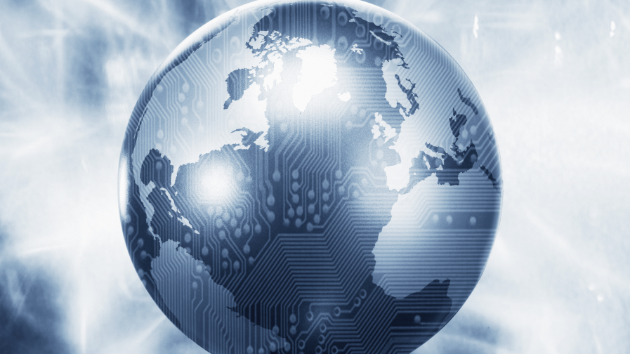 glowing globe with microchip overlay